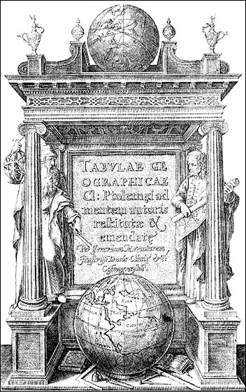 Ptolemy and Marinus of Tyre, featured on the cover of Ptolemy’s Tabulae Geographica (1578)