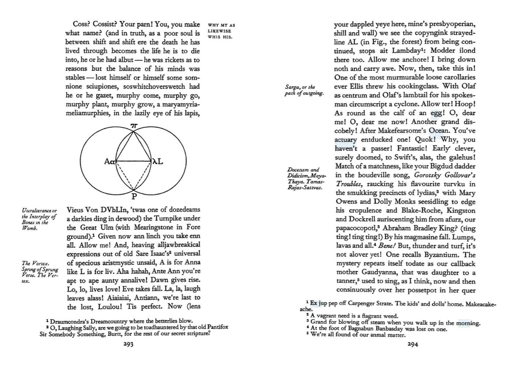 Two pages from Professor Nelson’s favourite chapter of Finnegans Wake (2.2)